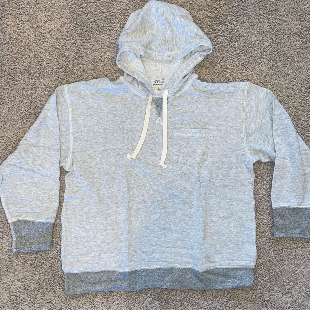 J Crew Vintage Cotton Terry Relaxed Hoodie Heather Pebble Grey Size Medium
